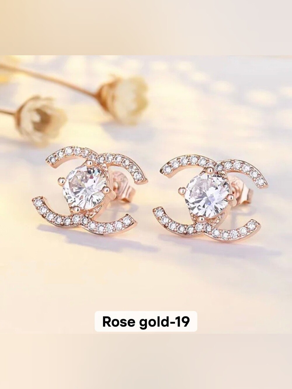 💛🩷NEW💛🩷 PRETTY!! S925  SILVER ROSE GOLD Round Double C CZ Earrings